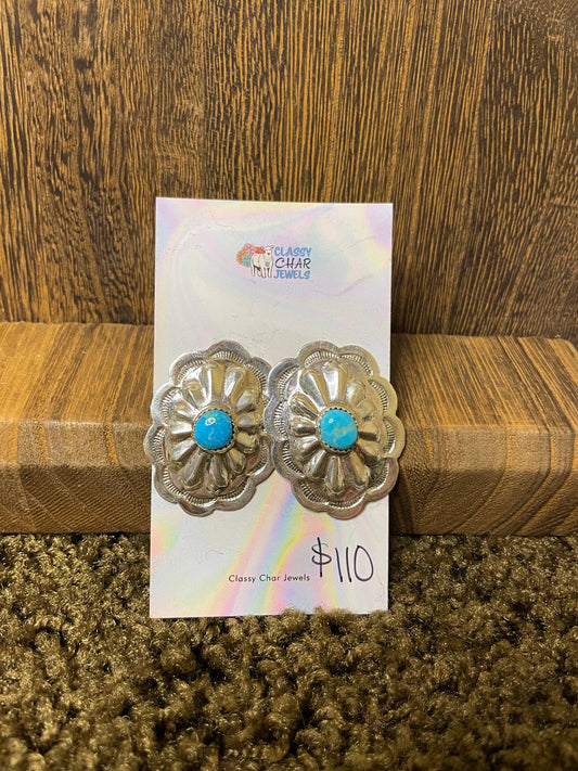 High Polish Silver Concho Earrings