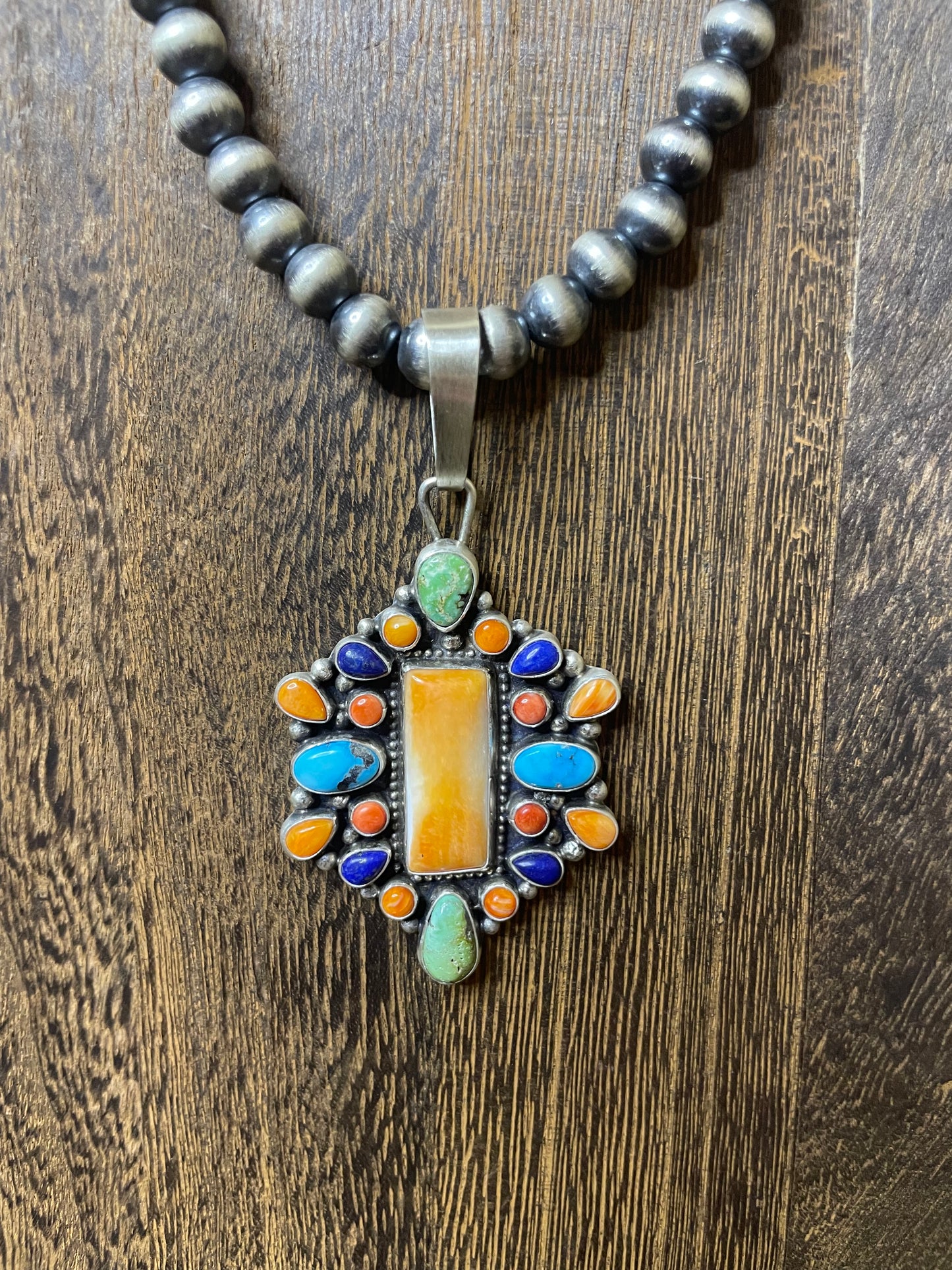 Navajo Handmade Multi Stone Pendant
