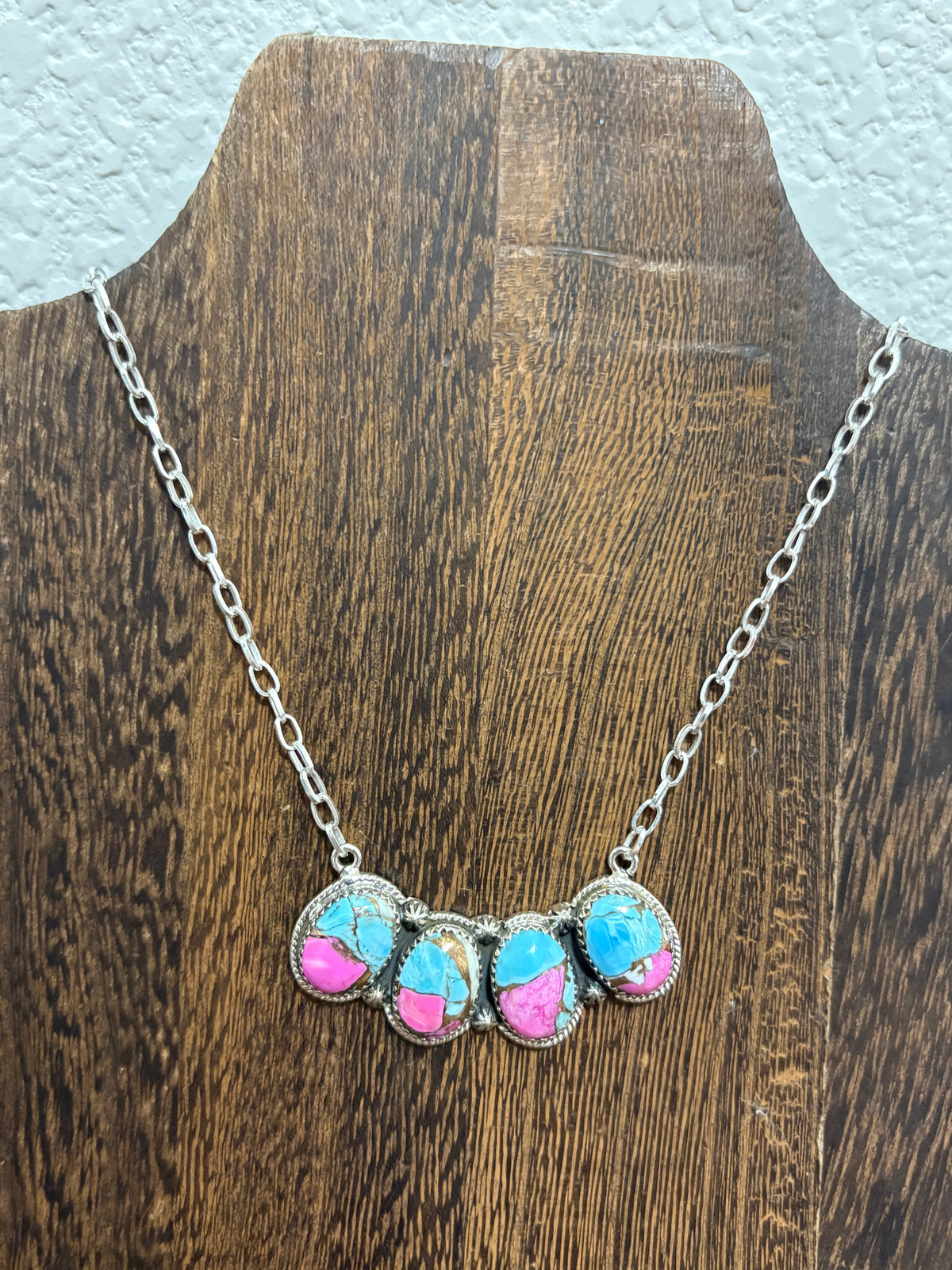 Large Cotton Candy 4 Stone Bar Necklace